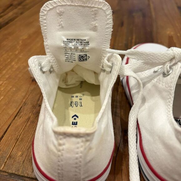 Converse All Star White Low Top Tennis Shoe Kids Size 9 - Picture 6 of 8